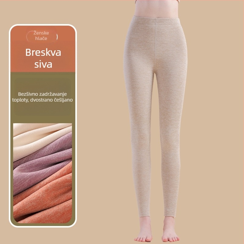 Termalne hlače s grijanom vlaknom i spandeksom, opušten kroj, srednja debljina, zadržavaju toplinu