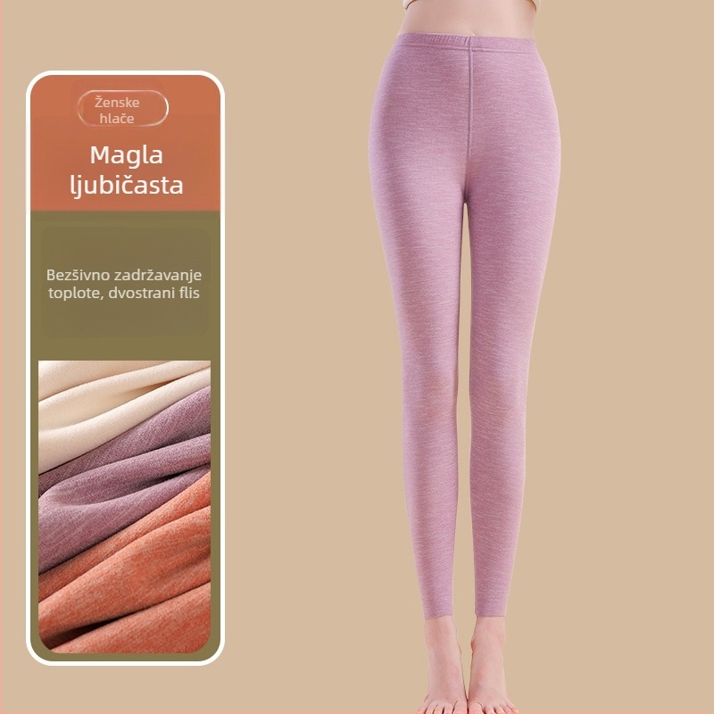 Termalne hlače s grijanom vlaknom i spandeksom, opušten kroj, srednja debljina, zadržavaju toplinu