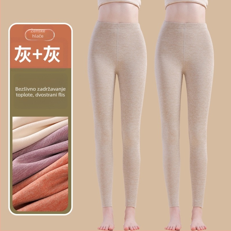 Termalne hlače s grijanom vlaknom i spandeksom, opušten kroj, srednja debljina, zadržavaju toplinu