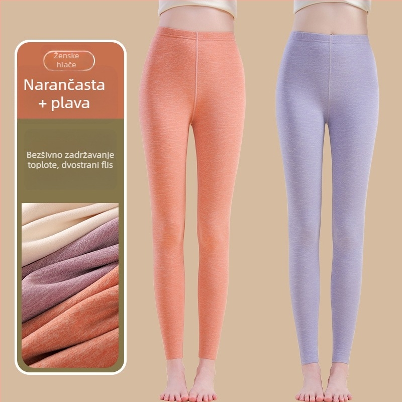 Termalne hlače s grijanom vlaknom i spandeksom, opušten kroj, srednja debljina, zadržavaju toplinu