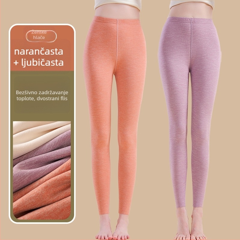 Termalne hlače s grijanom vlaknom i spandeksom, opušten kroj, srednja debljina, zadržavaju toplinu