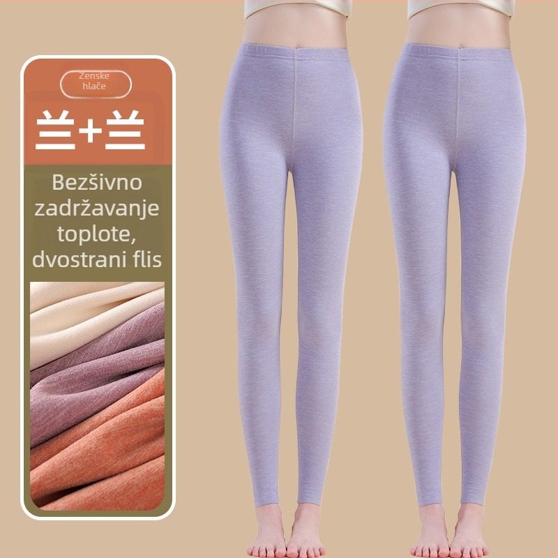 Termalne hlače s grijanom vlaknom i spandeksom, opušten kroj, srednja debljina, zadržavaju toplinu