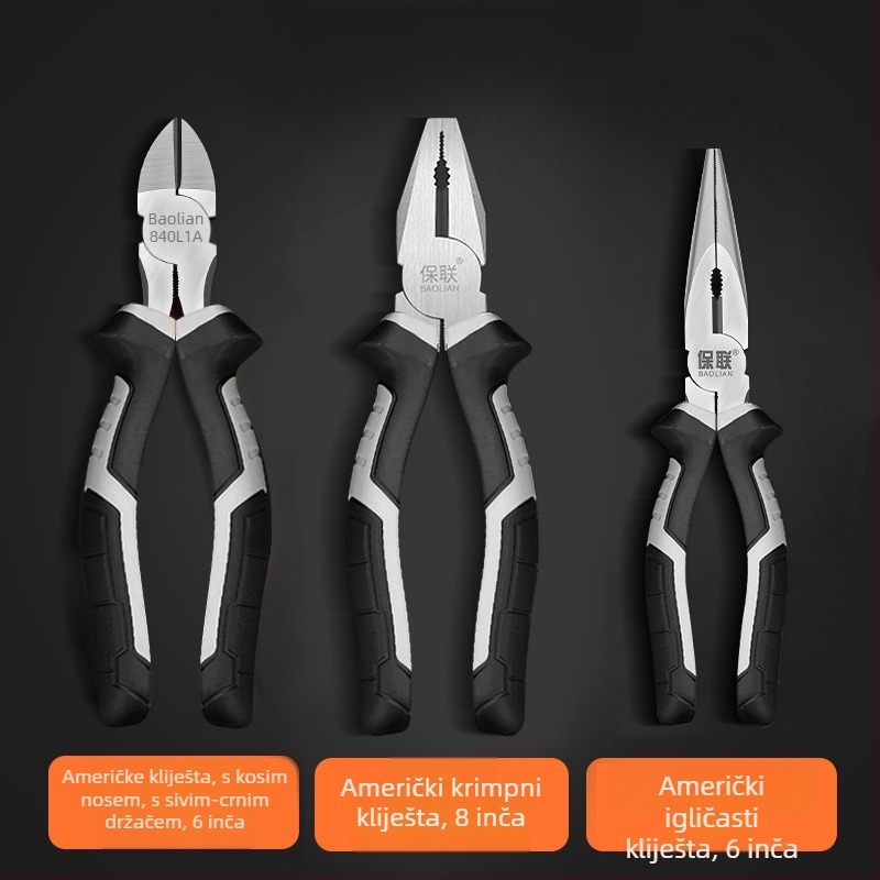 Klešta s igličastim i dijagonalnim vrhom za električare, uštedu snage, ručne kliješta industrijske klase