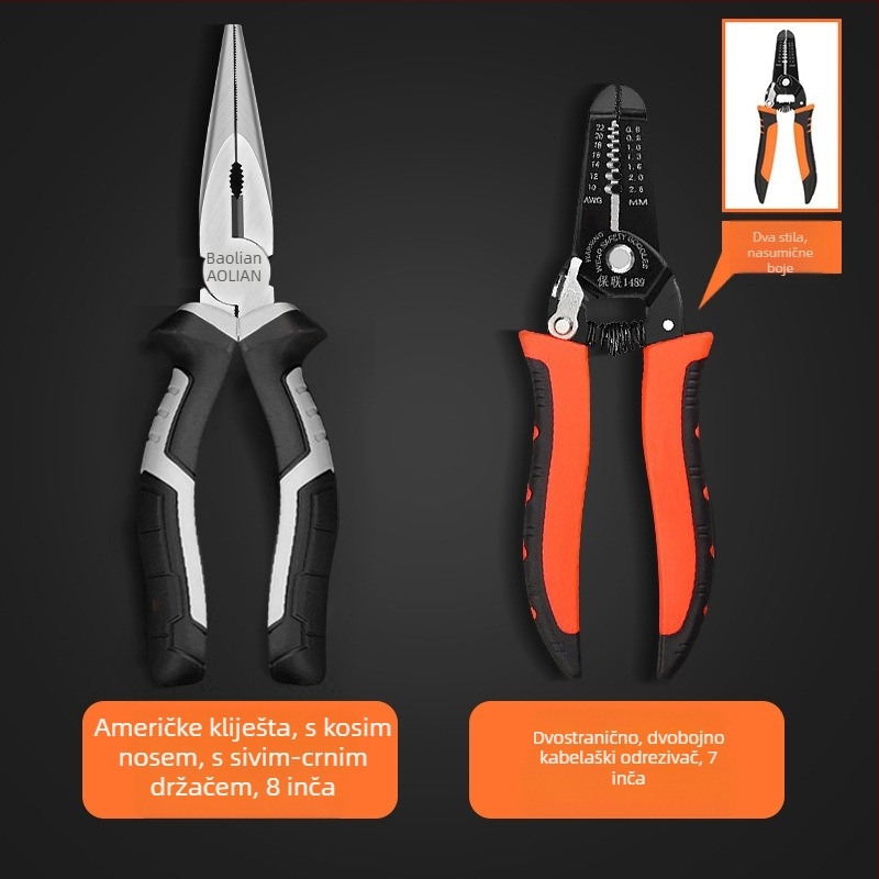 Klešta s igličastim i dijagonalnim vrhom za električare, uštedu snage, ručne kliješta industrijske klase