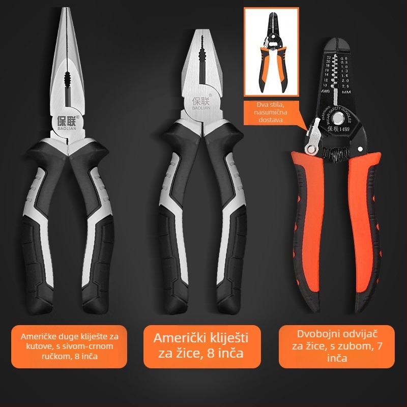 Klešta s igličastim i dijagonalnim vrhom za električare, uštedu snage, ručne kliješta industrijske klase