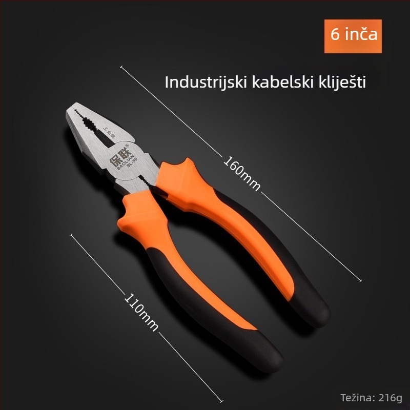 Klešta s igličastim i dijagonalnim vrhom za električare, uštedu snage, ručne kliješta industrijske klase