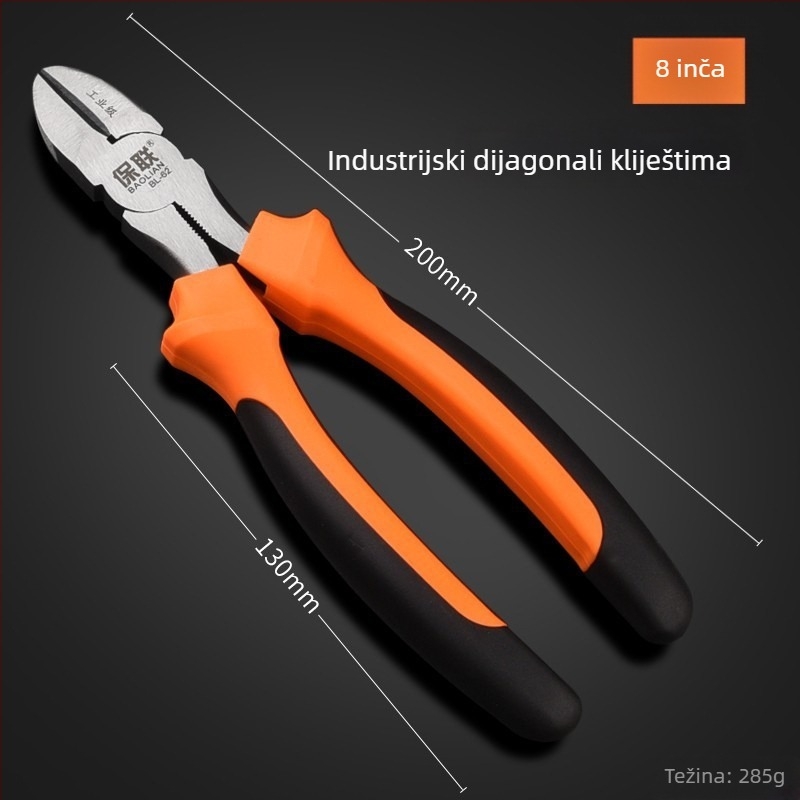 Klešta s igličastim i dijagonalnim vrhom za električare, uštedu snage, ručne kliješta industrijske klase