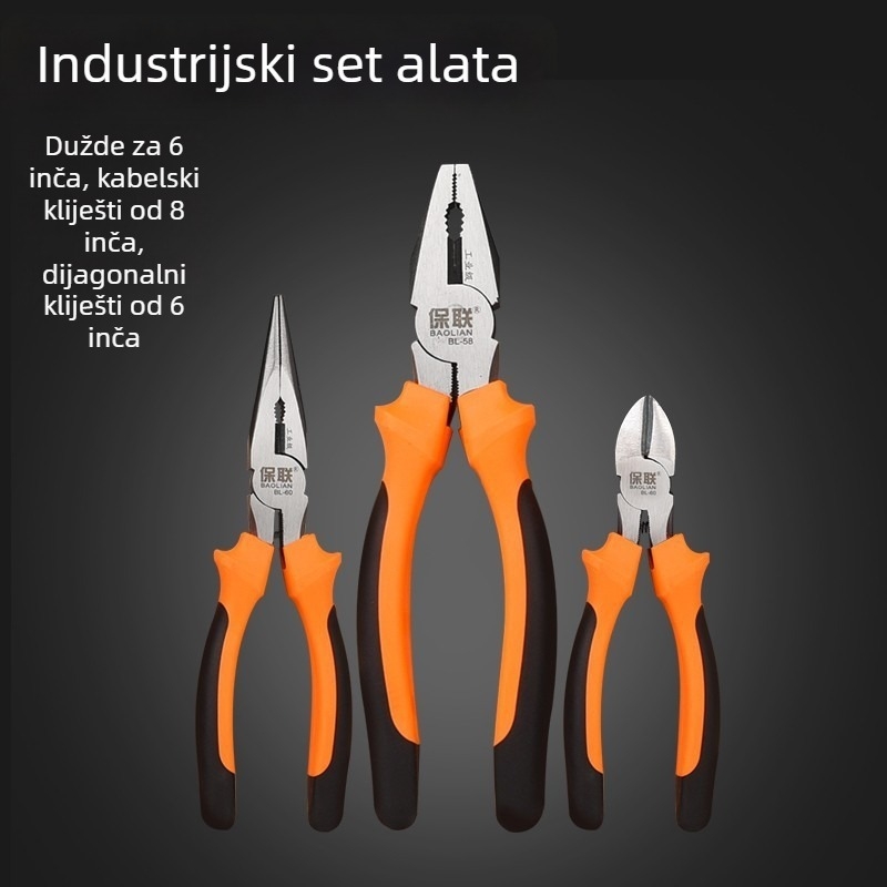 Klešta s igličastim i dijagonalnim vrhom za električare, uštedu snage, ručne kliješta industrijske klase