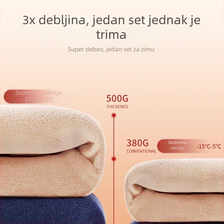 Woodpecker muški termalni komplet od ovčje vune, debeli i s baršunastom podstavom, tri sloja