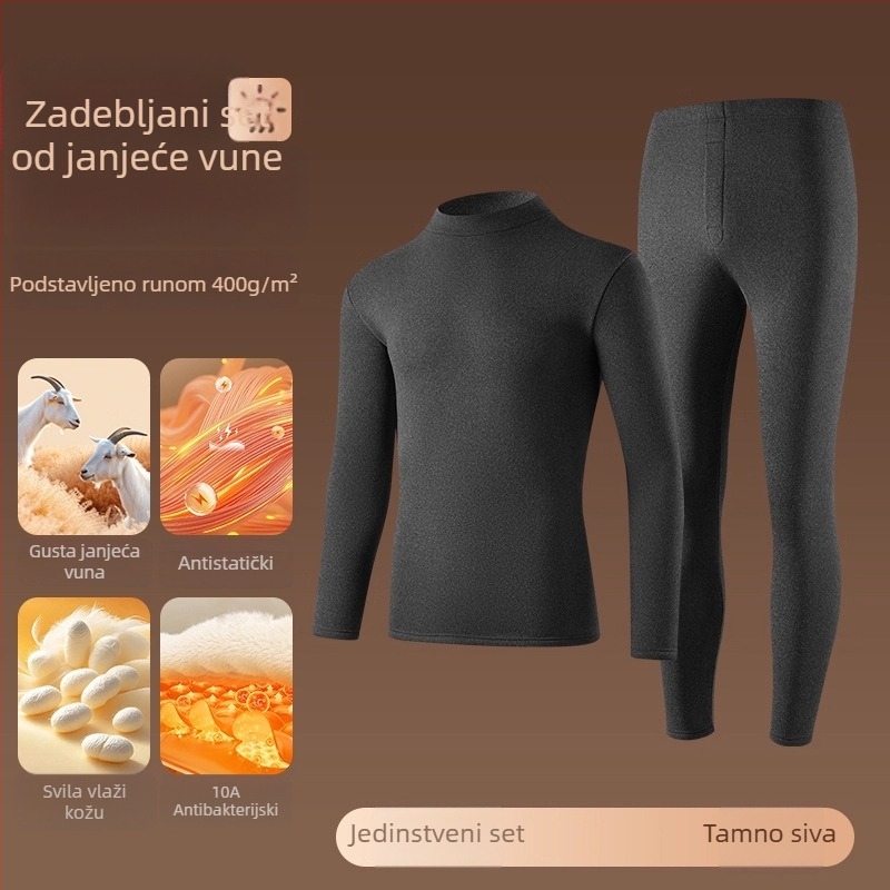 Woodpecker muški termalni komplet od ovčje vune, debeli i s baršunastom podstavom, tri sloja