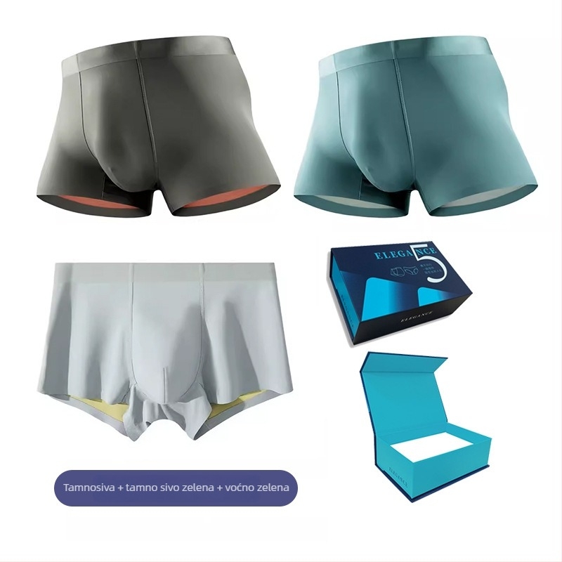 Muške boxerice od ice silk 100S, dvostrani Lenzing Modal, Mulberry Silk, srednji pojas, prozračne, bezšivne
