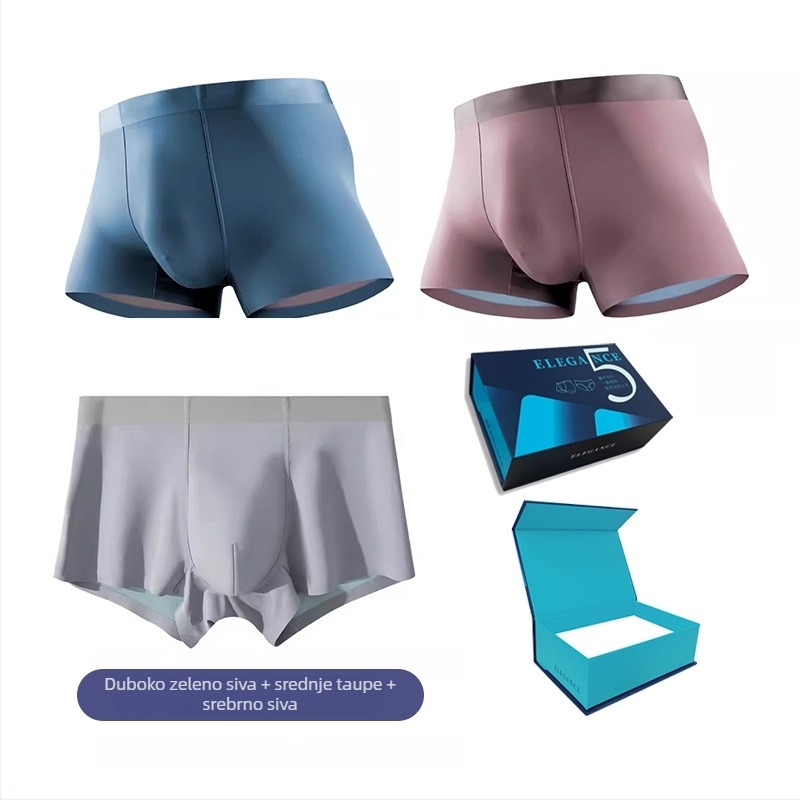 Muške boxerice od ice silk 100S, dvostrani Lenzing Modal, Mulberry Silk, srednji pojas, prozračne, bezšivne