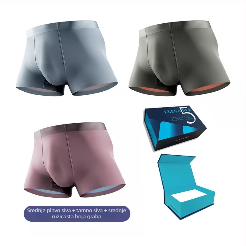 Muške boxerice od ice silk 100S, dvostrani Lenzing Modal, Mulberry Silk, srednji pojas, prozračne, bezšivne