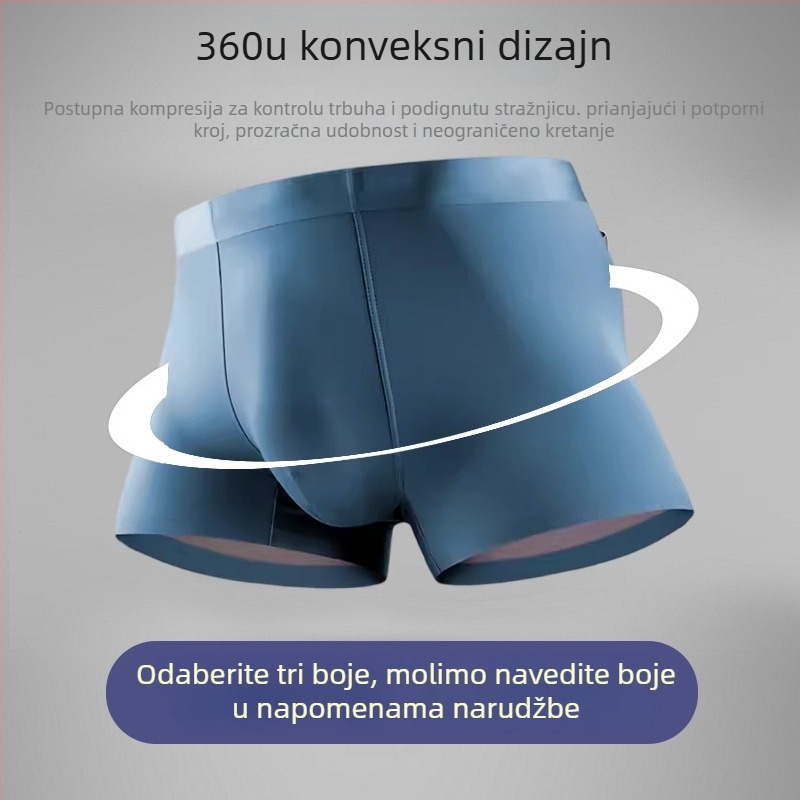 Muške boxerice od ice silk 100S, dvostrani Lenzing Modal, Mulberry Silk, srednji pojas, prozračne, bezšivne