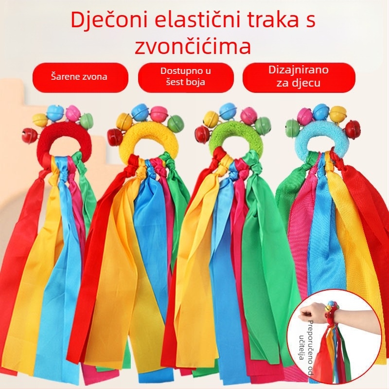 Narukvica za zglob sa zvončićem i cvjetnim dizajnom, elastična traka, za dječje plesne nastupe