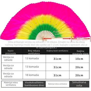 Dvostrani Yangko plesni fan za nastupe, rekvizita za pozornicu, marka Unique, lansirano ljeta 2021