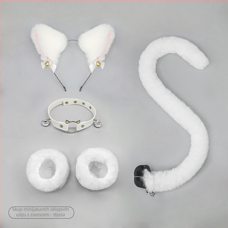 Set cosplay dodataka: plišane mačje uši na gumici, mačja rep, ogrlica i narukvica za odrasle, proljeće 2025. Brand: Other; Spot goods