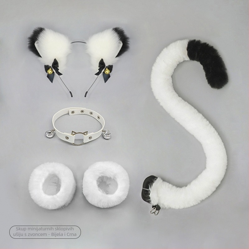 Set cosplay dodataka: plišane mačje uši na gumici, mačja rep, ogrlica i narukvica za odrasle, proljeće 2025. Brand: Other; Spot goods