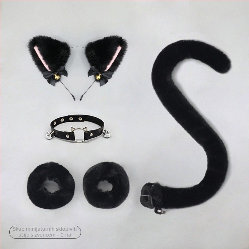 Set cosplay dodataka: plišane mačje uši na gumici, mačja rep, ogrlica i narukvica za odrasle, proljeće 2025. Brand: Other; Spot goods