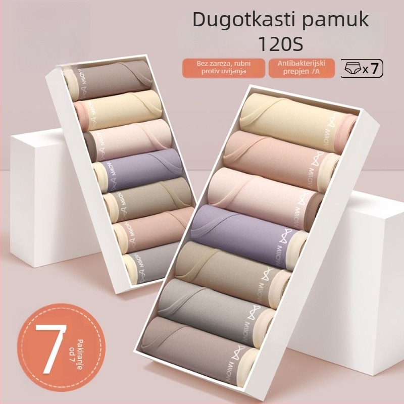 Ženske antibakterijske pamuk gaćice sa srednjim strukom, prozračne trokutaste gaćice od pamuka, 90–95% pamuka
