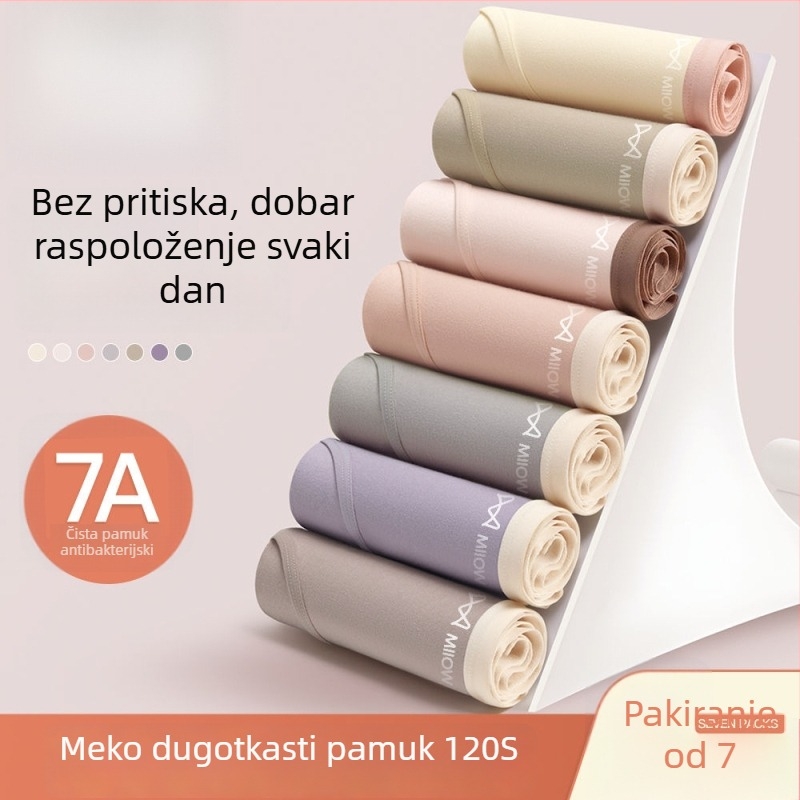 Ženske antibakterijske pamuk gaćice sa srednjim strukom, prozračne trokutaste gaćice od pamuka, 90–95% pamuka