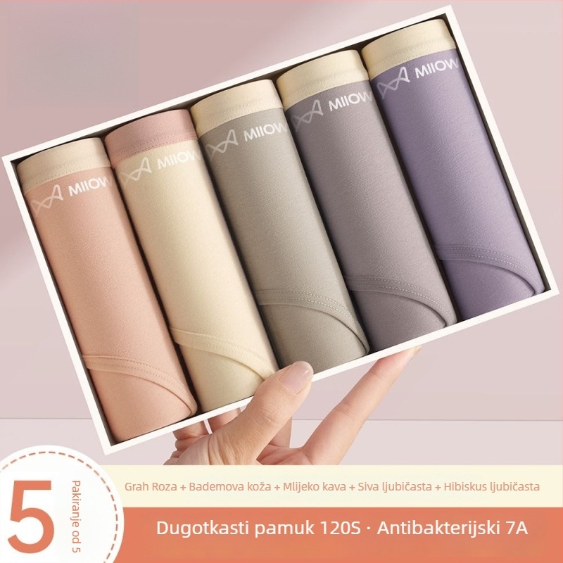 Ženske antibakterijske pamuk gaćice sa srednjim strukom, prozračne trokutaste gaćice od pamuka, 90–95% pamuka