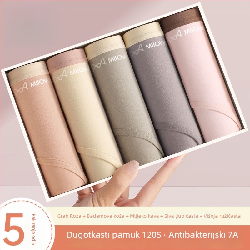 Ženske antibakterijske pamuk gaćice sa srednjim strukom, prozračne trokutaste gaćice od pamuka, 90–95% pamuka