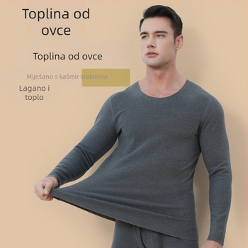 Muški termalni set za bazni sloj, debeli materijal 251-300 g/m2, 100% poliester, okrugli vrat, dugi rukavi, hlače