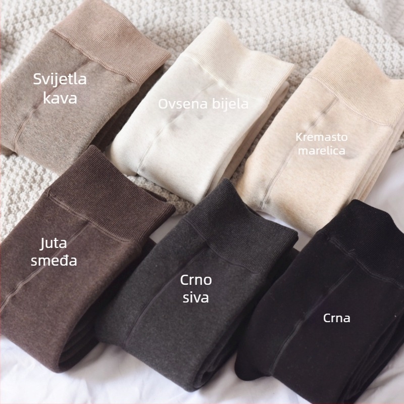 Zimske debeli leggings s flis podstavom, boja zobena bijela
