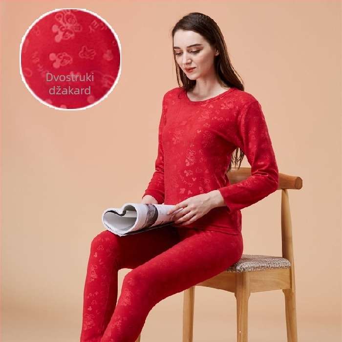 Ženski termalni set donjeg rublja De Velvet, tkanina, fleece podstava, akril 50–70%, bezšivni, okrugli izrez, gornji dio i hlače