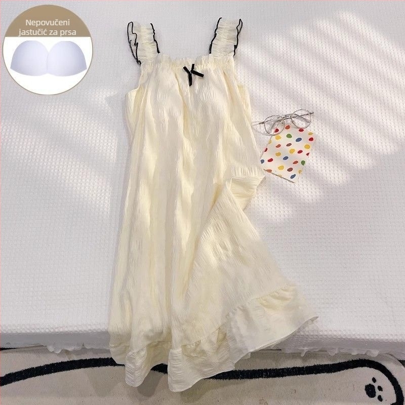 Sling spavaćica s jastučićem za prsima, lagani poliester, tanko tkivo, bez rukava, srednja duljina