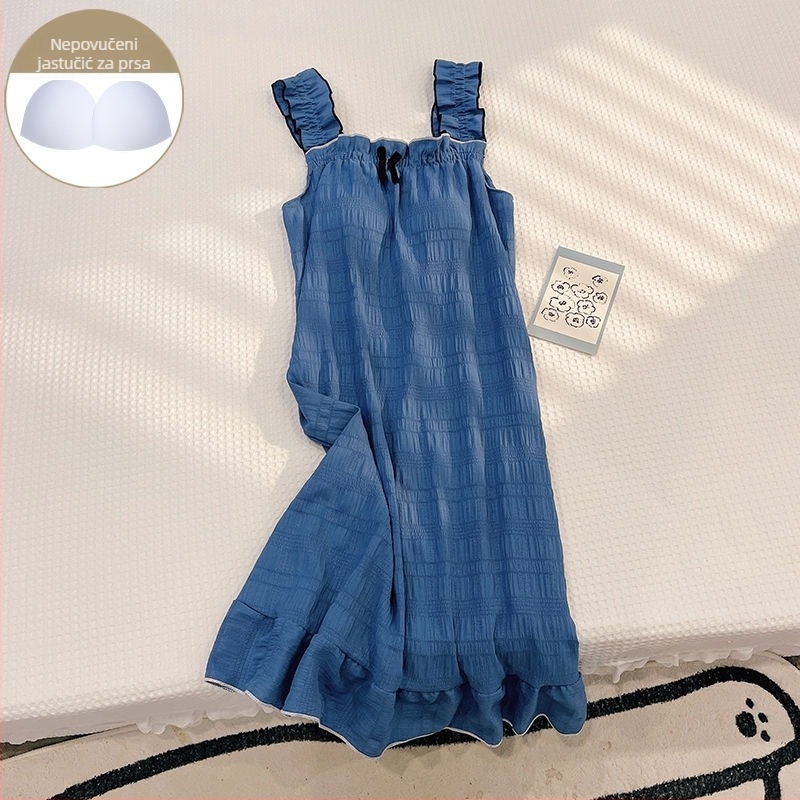 Sling spavaćica s jastučićem za prsima, lagani poliester, tanko tkivo, bez rukava, srednja duljina