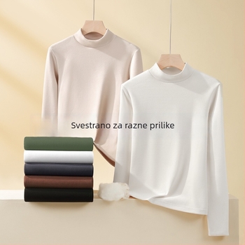 Top za bazni sloj, poluvisoki ovratnik, dvostrani fleece, dugi rukavi, unisex, poliester 251–300 g/m²