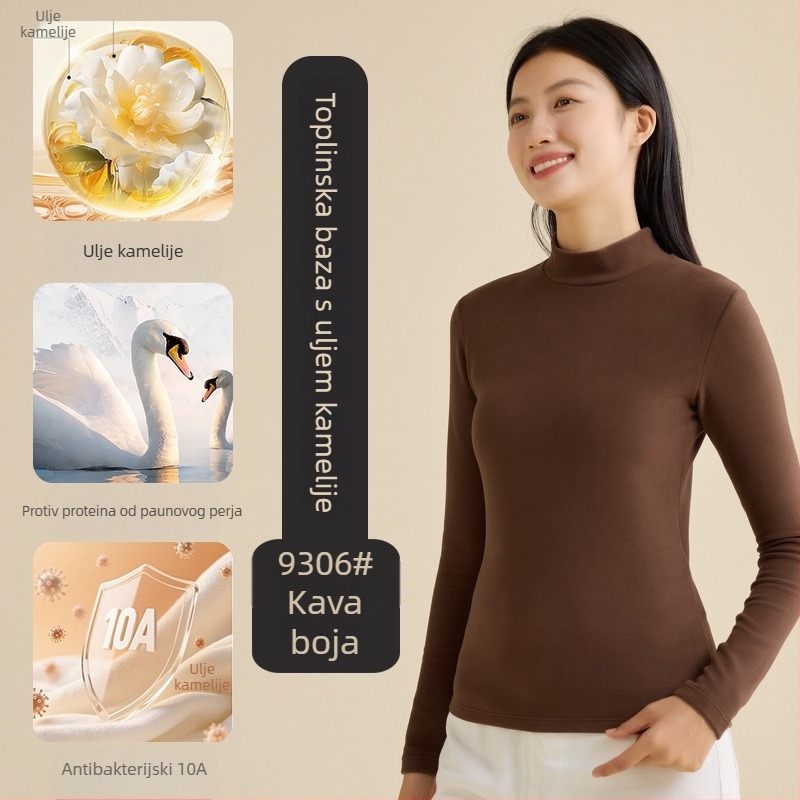 Top za bazni sloj, poluvisoki ovratnik, dvostrani fleece, dugi rukavi, unisex, poliester 251–300 g/m²