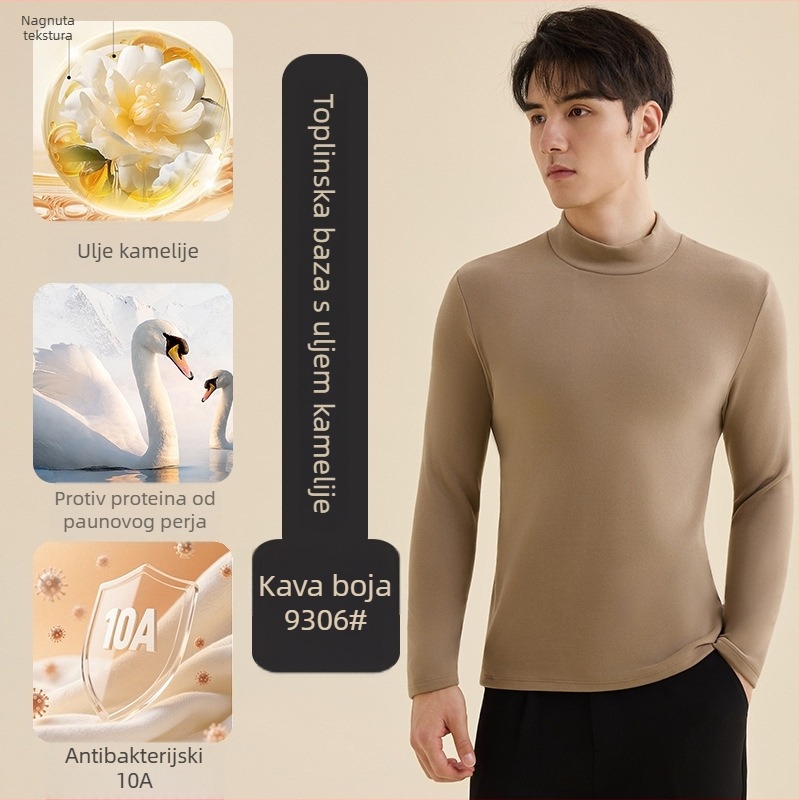 Top za bazni sloj, poluvisoki ovratnik, dvostrani fleece, dugi rukavi, unisex, poliester 251–300 g/m²