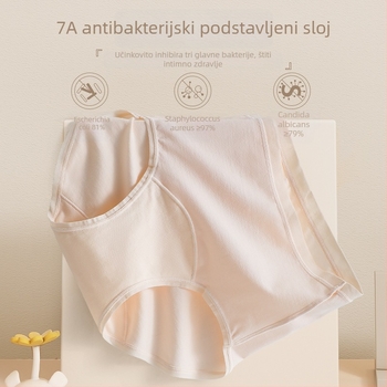 Ženske gaćice od pamuka s srednjim strukom, prozračne i antibakterijske, plesti tkanina, 90–95% pamuk, podstava u području prepona od pamuka