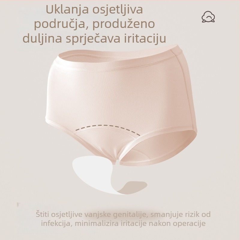 Ženske gaćice od pamuka s srednjim strukom, prozračne i antibakterijske, plesti tkanina, 90–95% pamuk, podstava u području prepona od pamuka