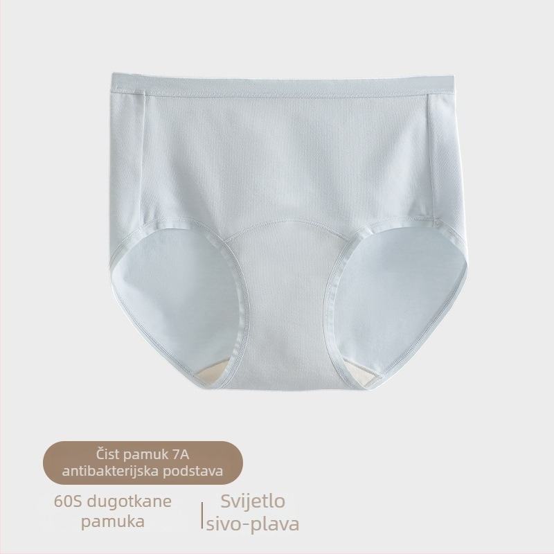 Ženske gaćice od pamuka s srednjim strukom, prozračne i antibakterijske, plesti tkanina, 90–95% pamuk, podstava u području prepona od pamuka
