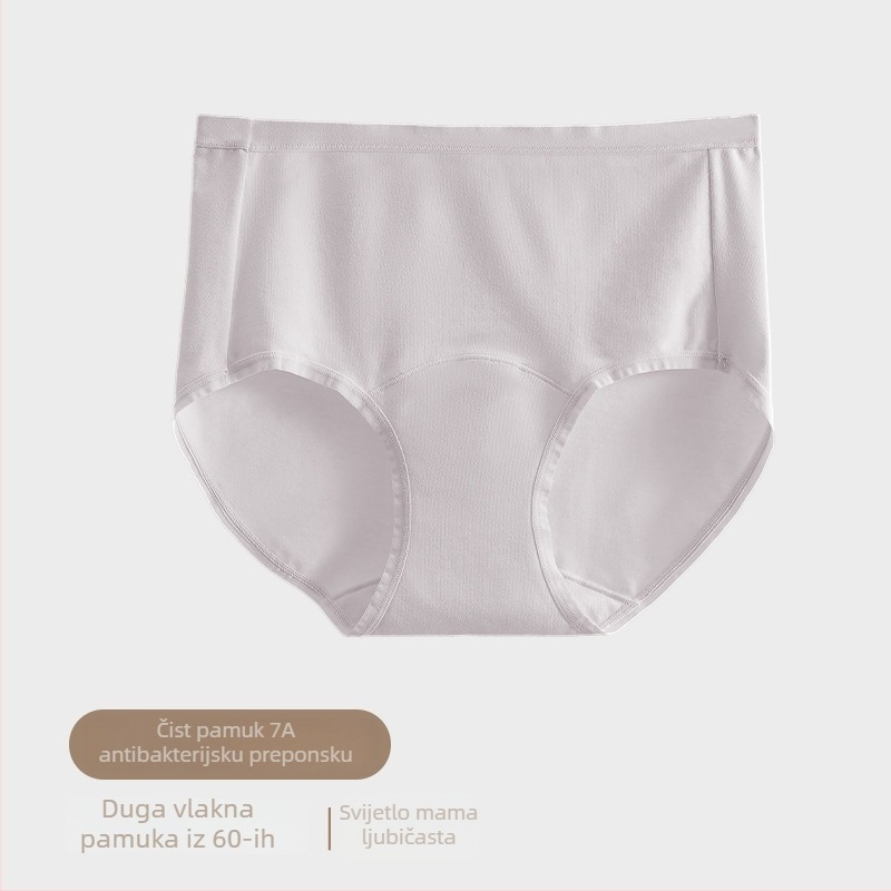 Ženske gaćice od pamuka s srednjim strukom, prozračne i antibakterijske, plesti tkanina, 90–95% pamuk, podstava u području prepona od pamuka