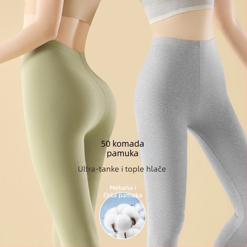 Ženske termo tajice s visokim pasom od pamuka, podizanje stražnjice, oblikovanje tijela, zadržavaju toplinu