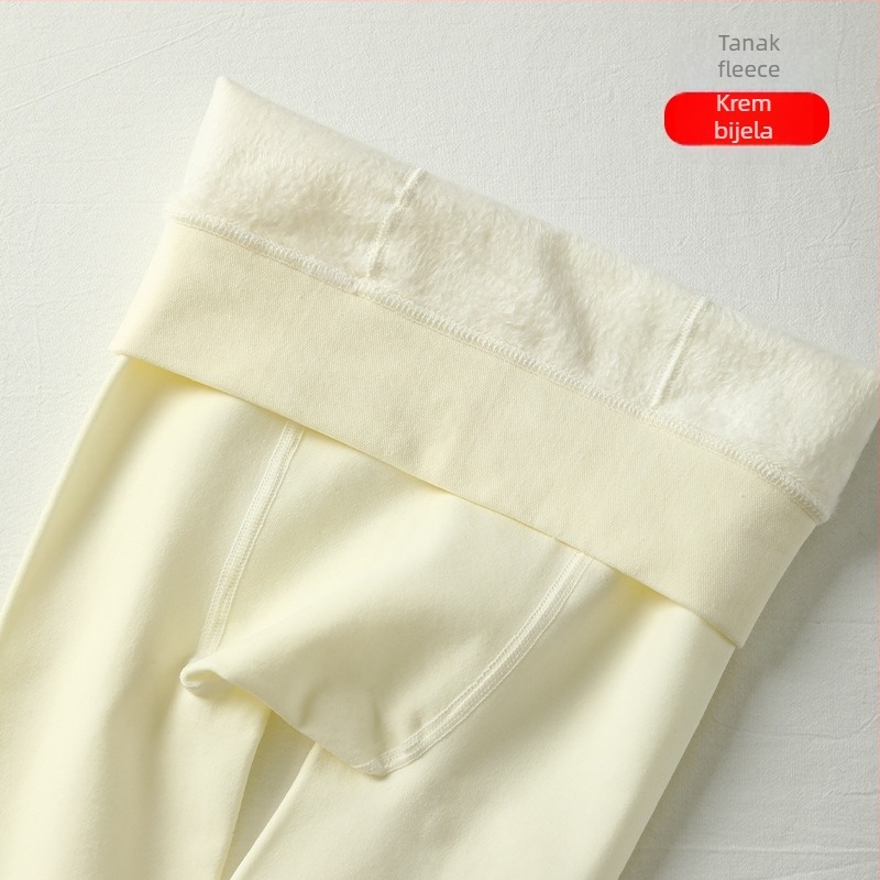 Ženske najlonske čarape s flis unutrašnjošću – tople, jednobojni uzorak, sadržaj najlona 70–80%