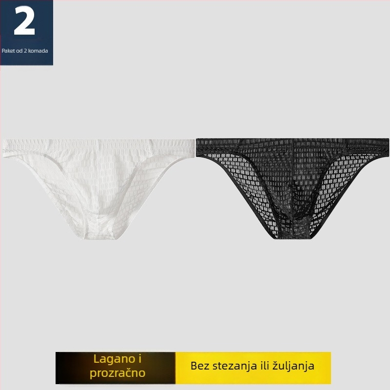 Muške mrežaste gaćice – prozirne, seksi, prozračne, jednobojne, trokuti kroja
