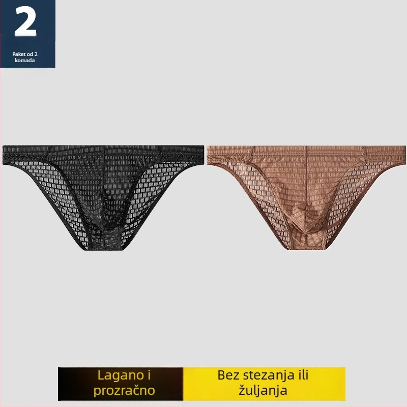 Muške mrežaste gaćice – prozirne, seksi, prozračne, jednobojne, trokuti kroja