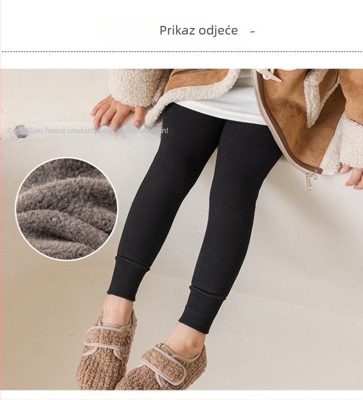 Dječje flis leggings za djevojčice, zima 2025, mješavina pamuka, poliestera i elastana, brend Elmo beibei