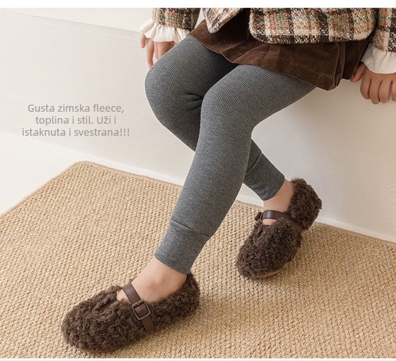 Dječje flis leggings za djevojčice, zima 2025, mješavina pamuka, poliestera i elastana, brend Elmo beibei