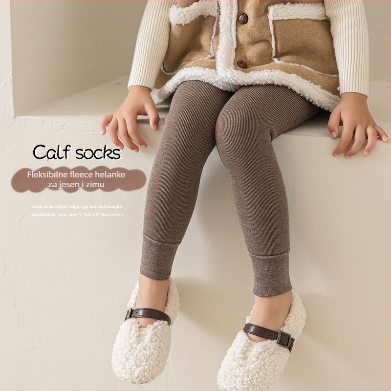 Dječje flis leggings za djevojčice, zima 2025, mješavina pamuka, poliestera i elastana, brend Elmo beibei