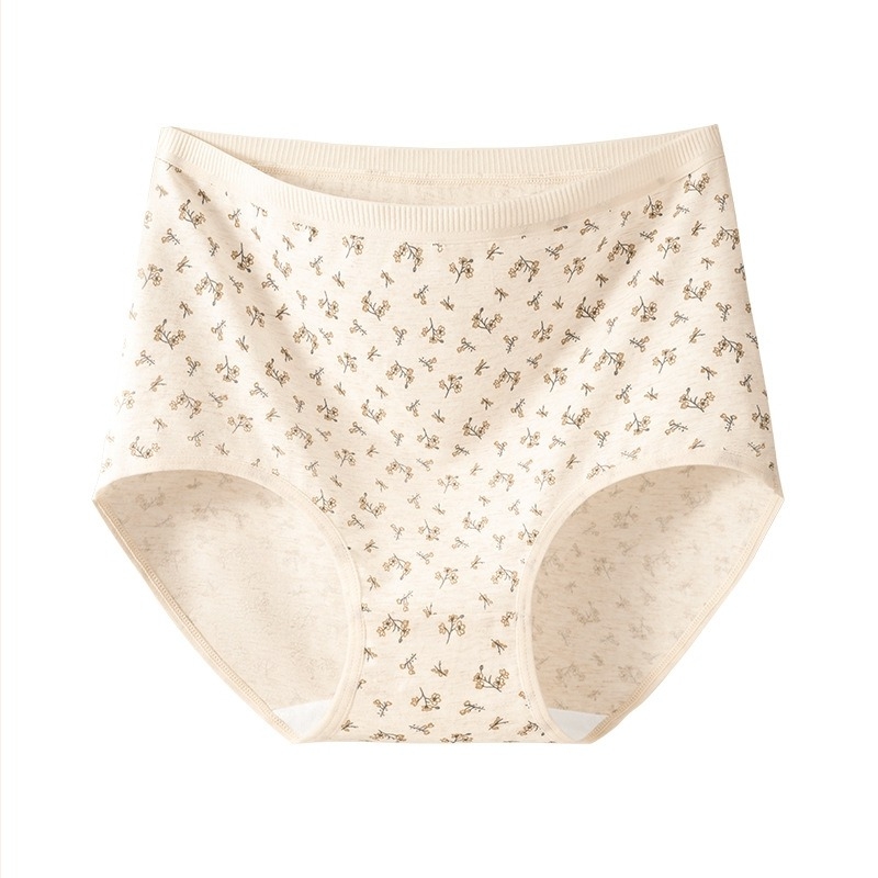 Ženske gaćice s visokim strukom od pamuka, prozračne, antibakterijski materijal, s floralnim uzorkom