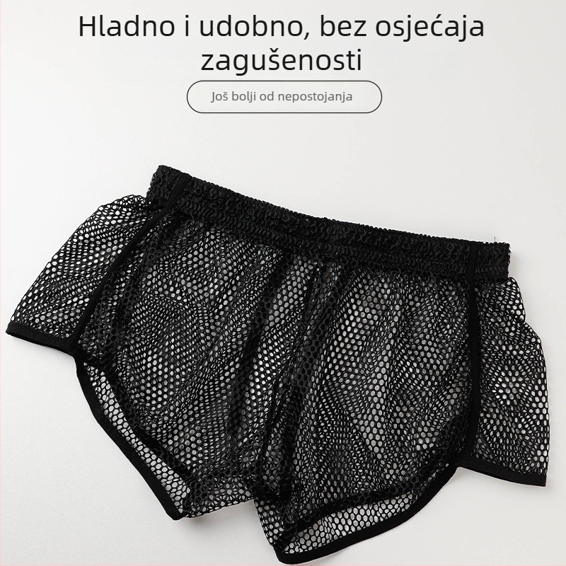 Muške mrežaste bokserice, prozračne, 100% poliester, niski struk, pletene