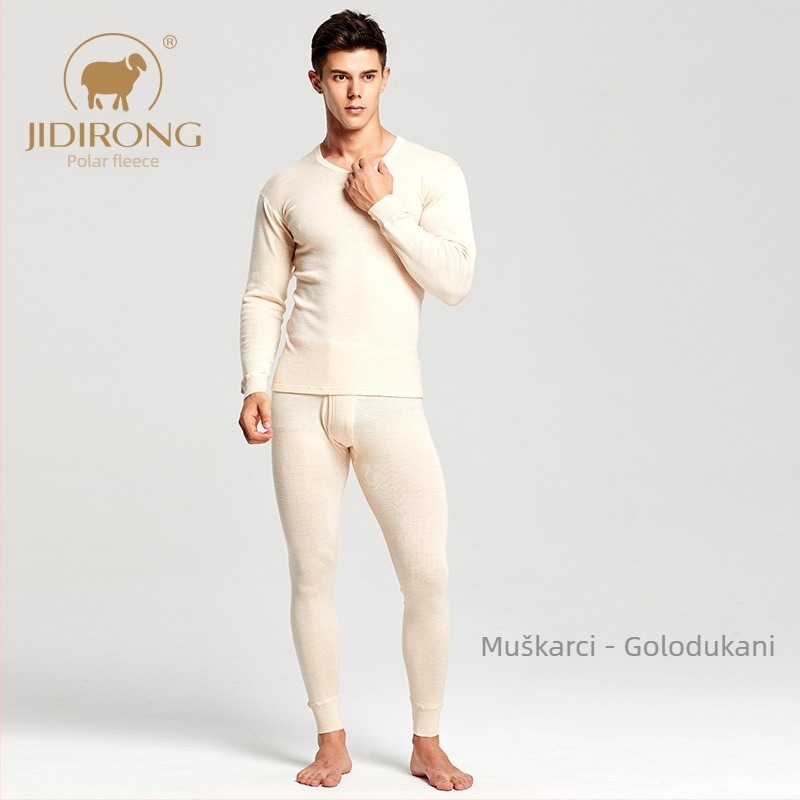 Unisex termalni donji dio od 100% merino vune – pulover s okruglim izrezom, bez šavova, tanak pleteni materijal 101–120 g/m²