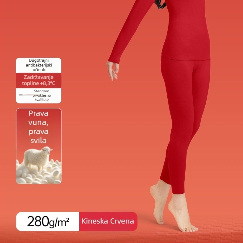 Termalni set donjeg rublja (vuna-svilac-akril), flisom podstava, za jesen, unisex gornji dio i hlače, okrugli ovratnik, dugi rukav